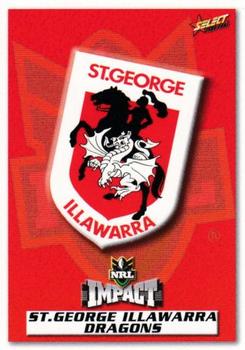 2001 Select Impact #95 St. George-Illawarra crest Front